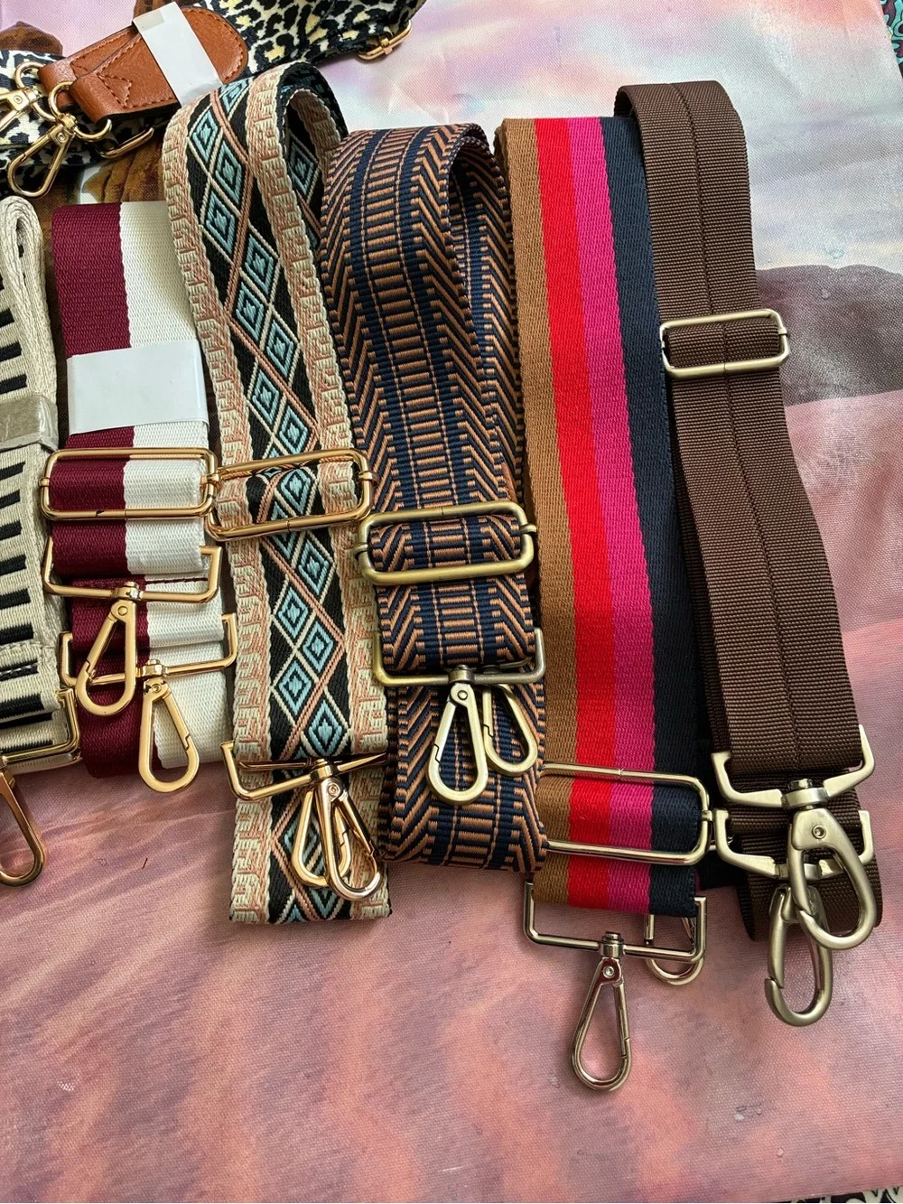 Lot of 12 Adjustable Patterned Bag Strap - Neutral & Animal Print Options.